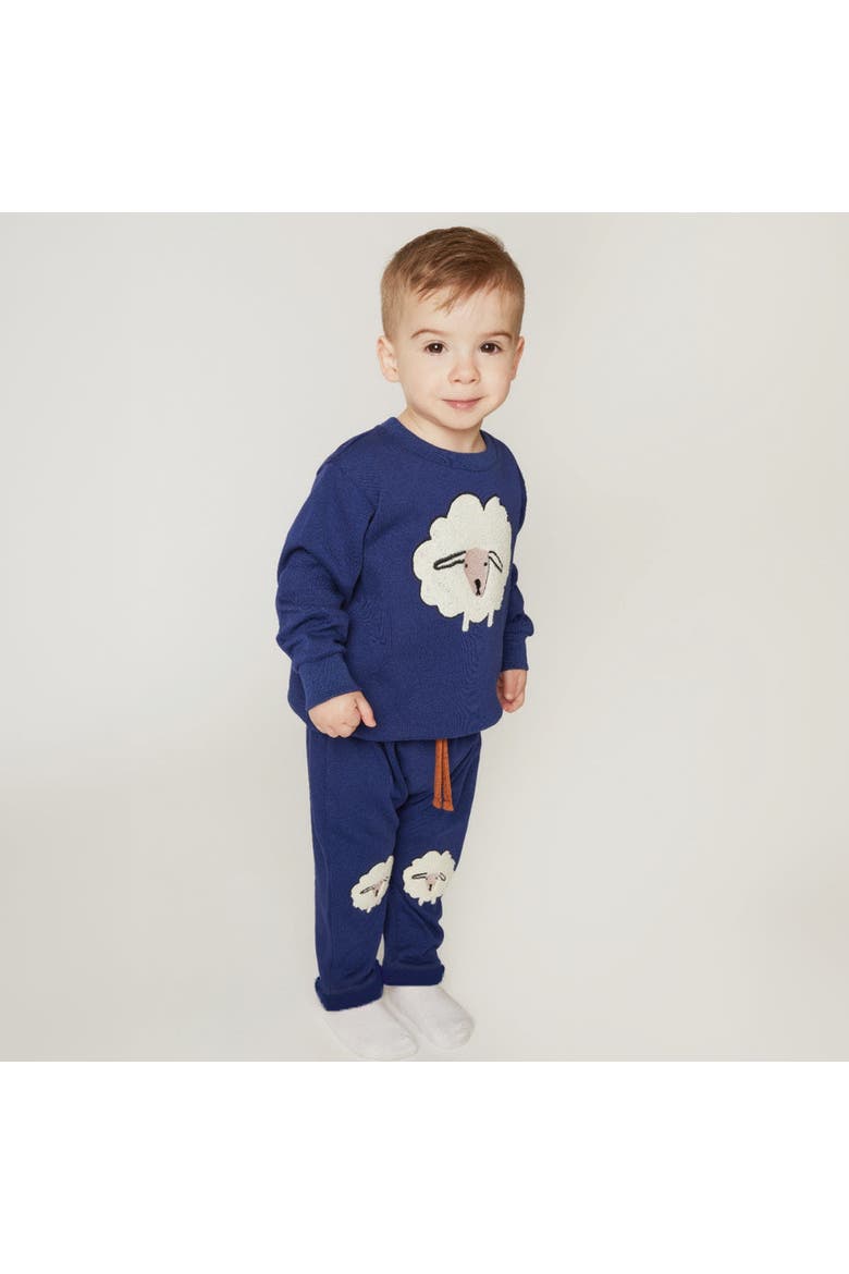 Embroidered Cozy Sheep Baby Jogger, Alternate, color, Natural