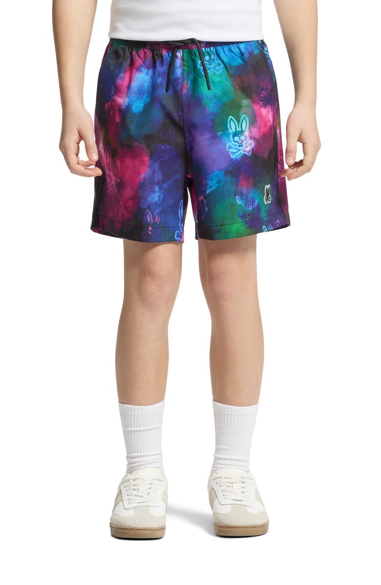 Psycho Bunny Kids' Dokos Swim Trunks, Alternate, color, Black