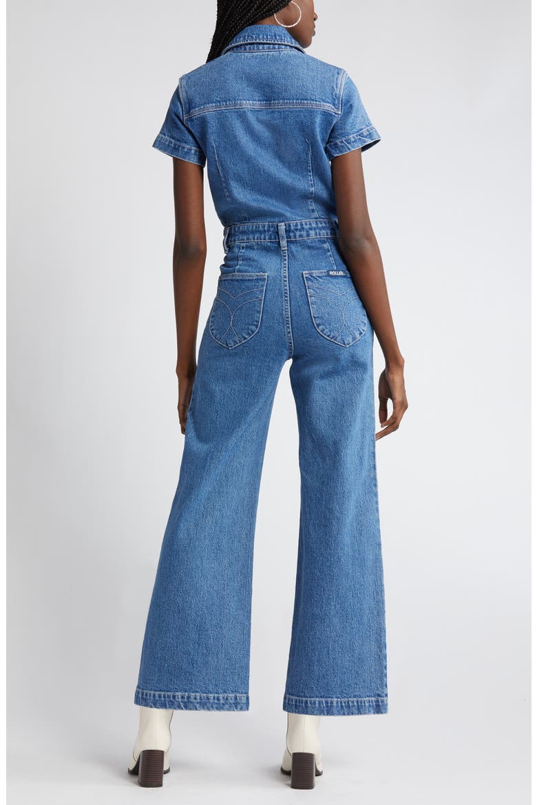 Sailor Short Sleeve Denim Jumpsuit, Alternate, color, BREAKER