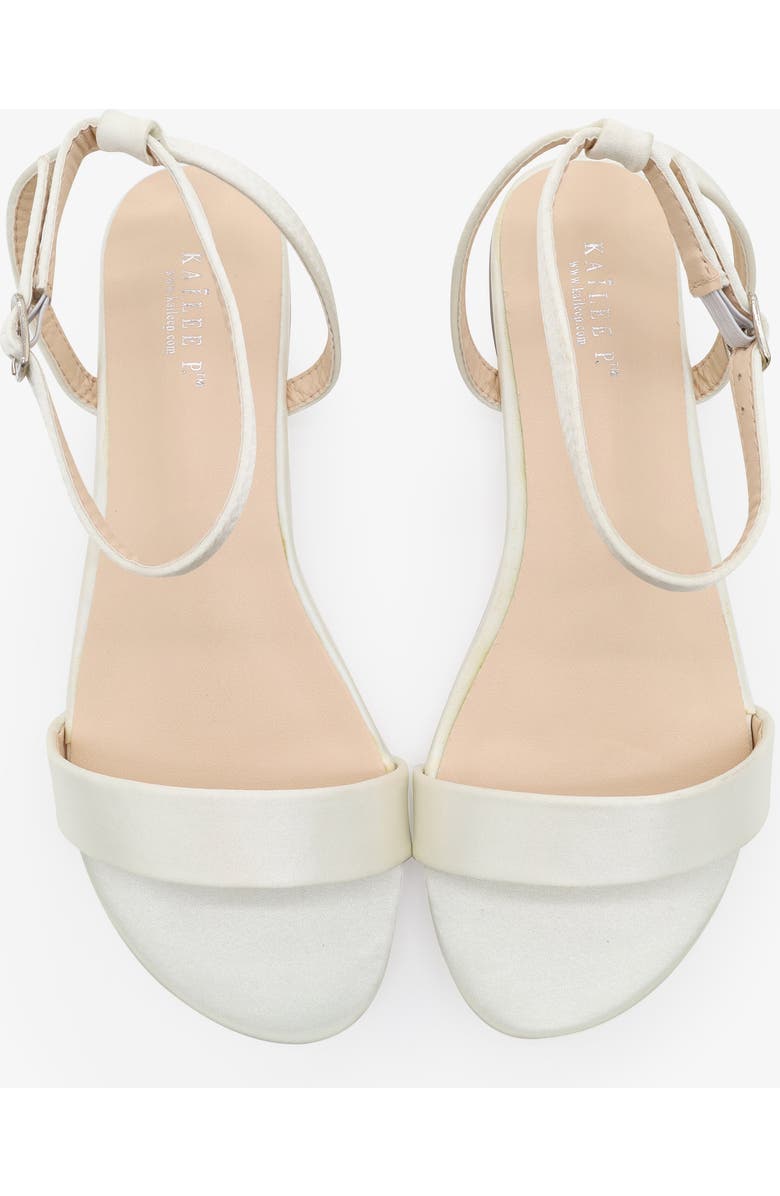 Kailee P Maddy Satin Flat Sandal with Ankle Strap, Alternate, color, Ivory