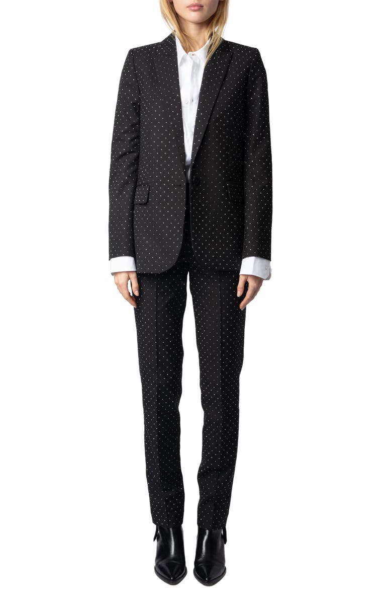 Zadig & Voltaire Valse Diamanté Single Breasted Crepe Blazer, Alternate, color, 