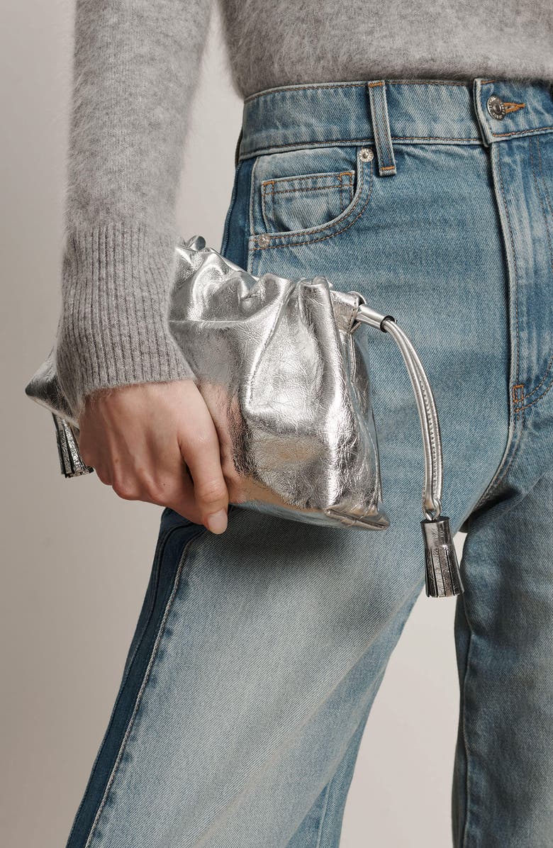 Veronica Beard Small Metallic Stash Bag, Alternate, color, Silver