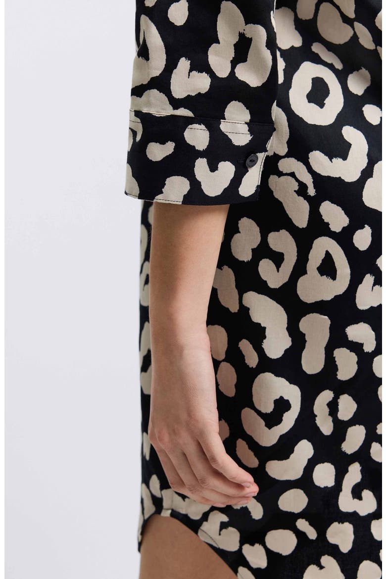 Sloane Animal Print Popover Shirtdress, Alternate, color, SILVER BIRCH/ BLACK