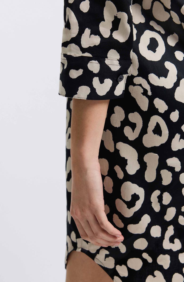 Foxcroft Sloane Animal Print Popover Shirtdress, Alternate, color, Silver Birch/ Black