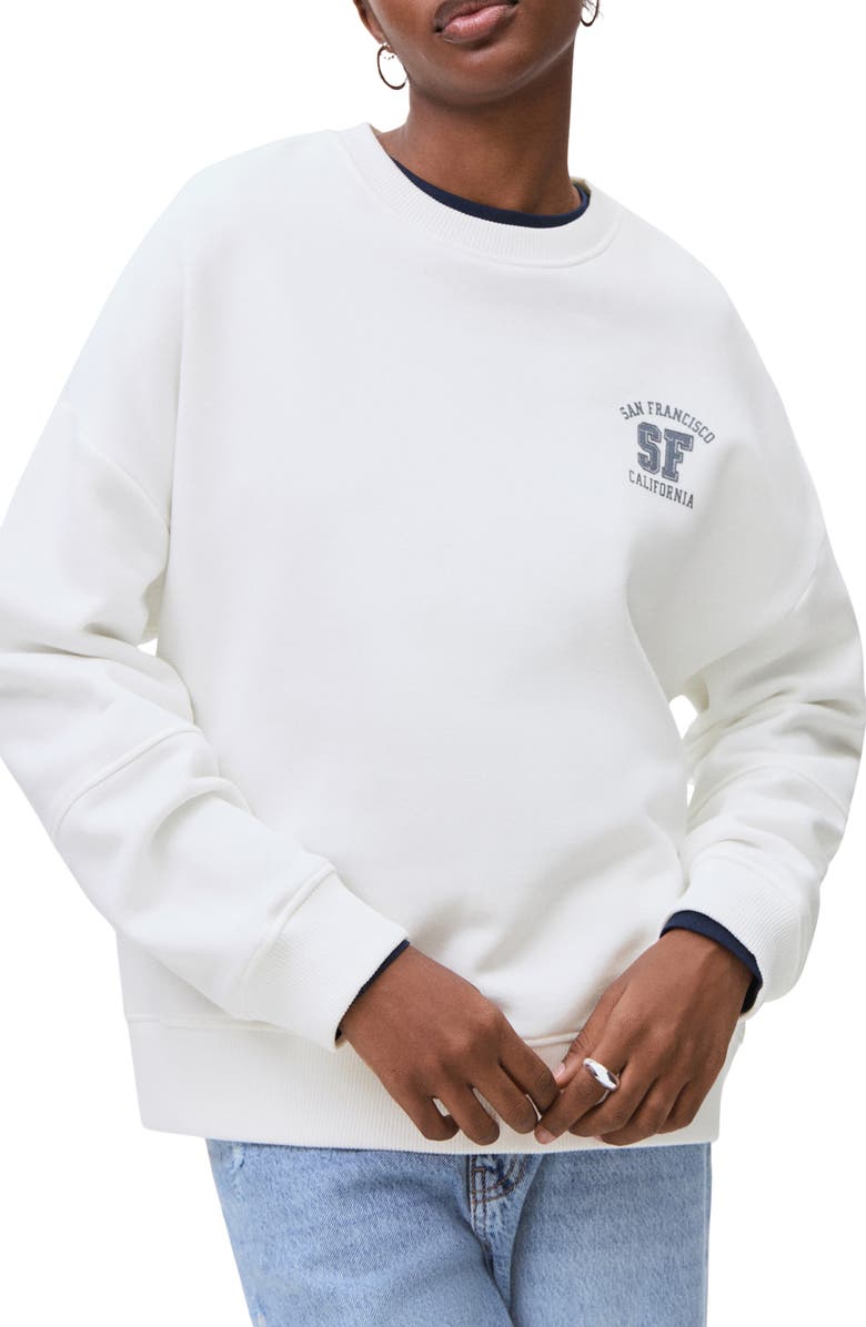 MANGO TEEN Oversize Graphic Sweatshirt, Main, color, Off White