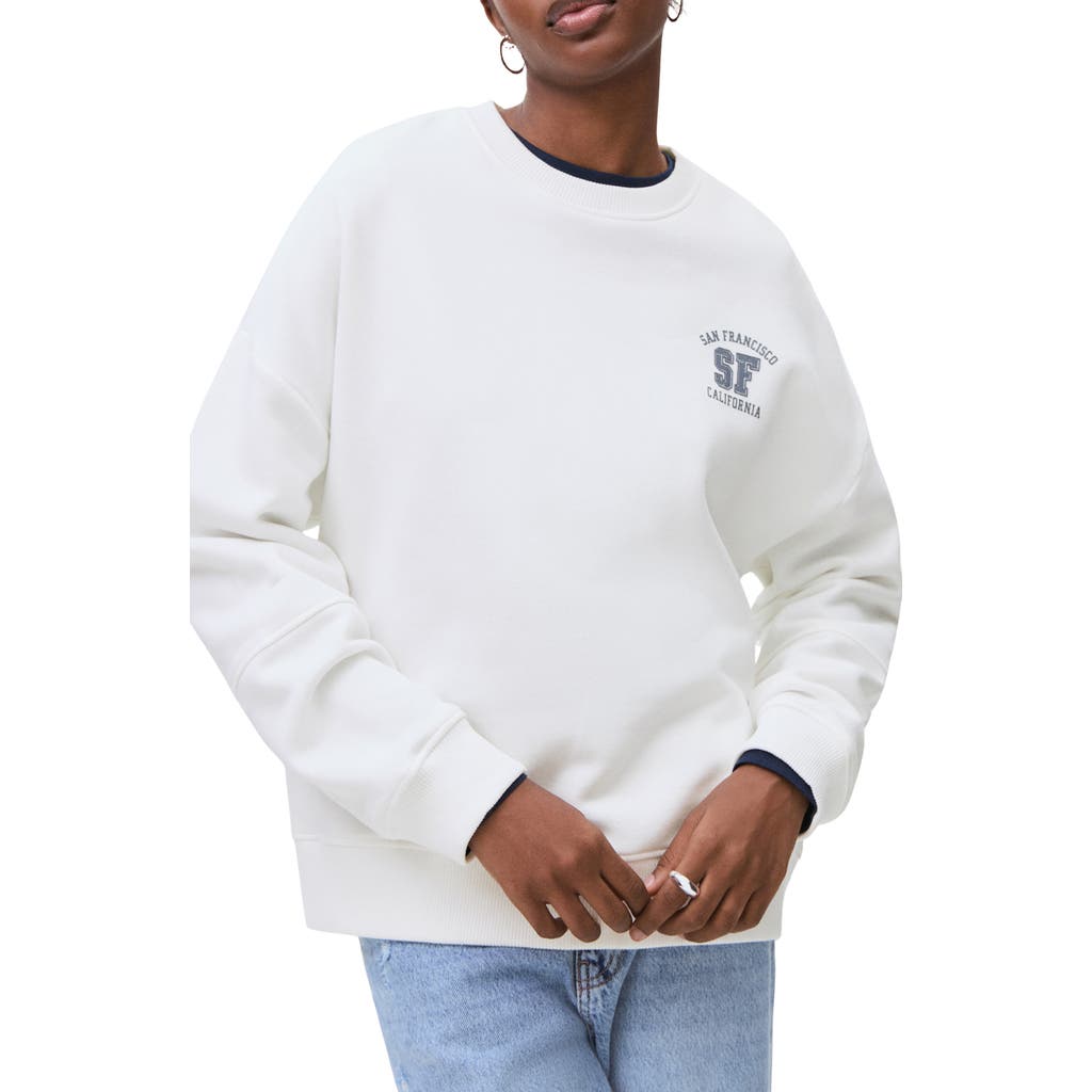 Mango Teen Oversize Graphic Sweatshirt In White