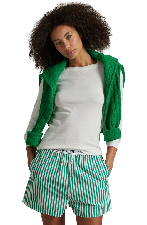 Polo Ralph Lauren Stripe Boxer Pyjama Shorts In Vine Green
