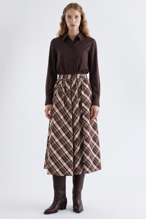 Pleated Midi Skirt With Pockets