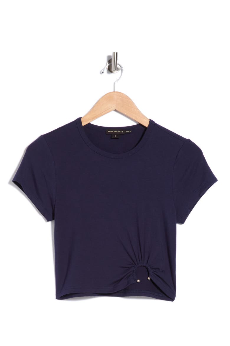 Metal Ring Jersey Crop Top, Alternate, color, HORIZON INK