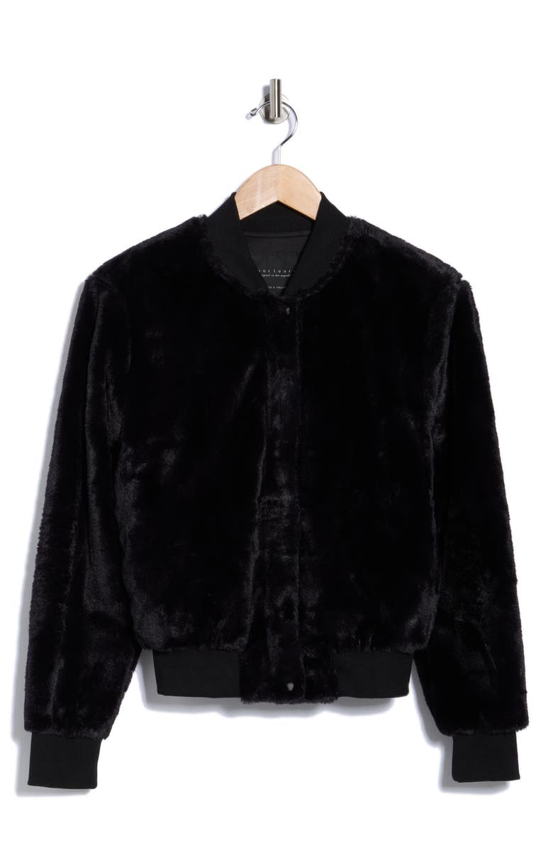 Sanctuary Luxe Faux Fur Zip Bomber Jacket, Alternate, color, Black