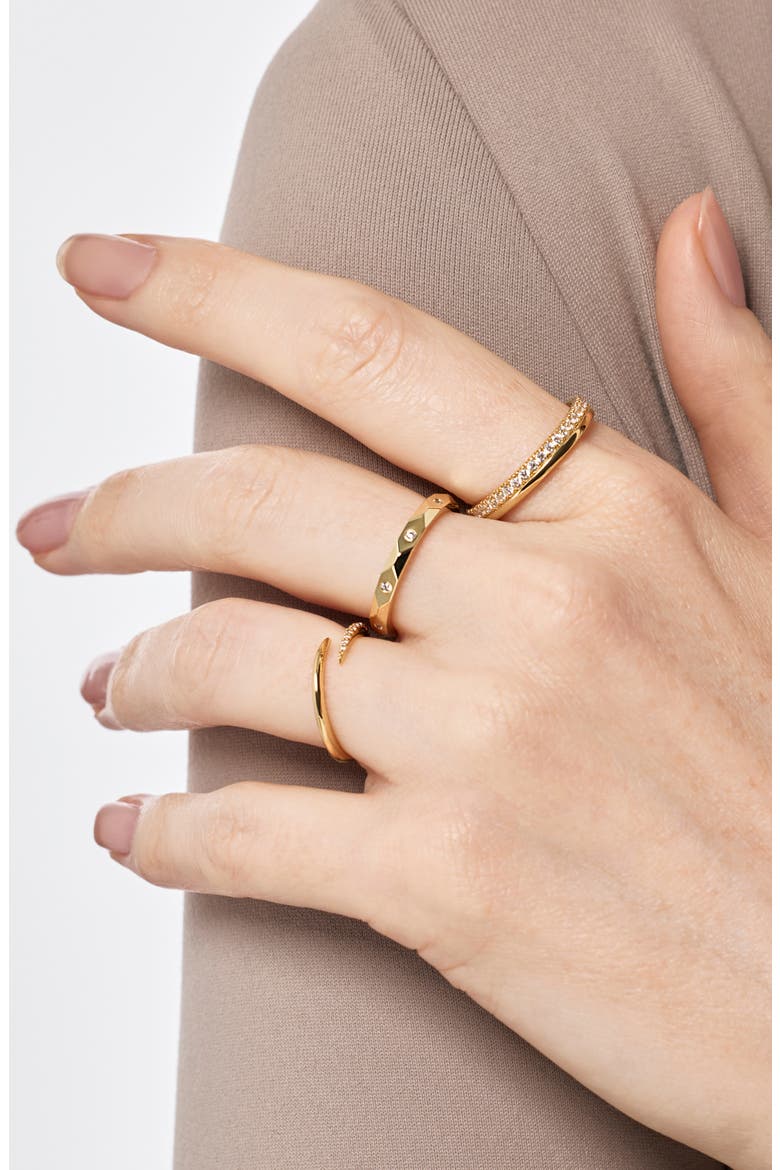 Walker Faceted Cubic Zirconia Band Ring, Alternate, color, GOLD