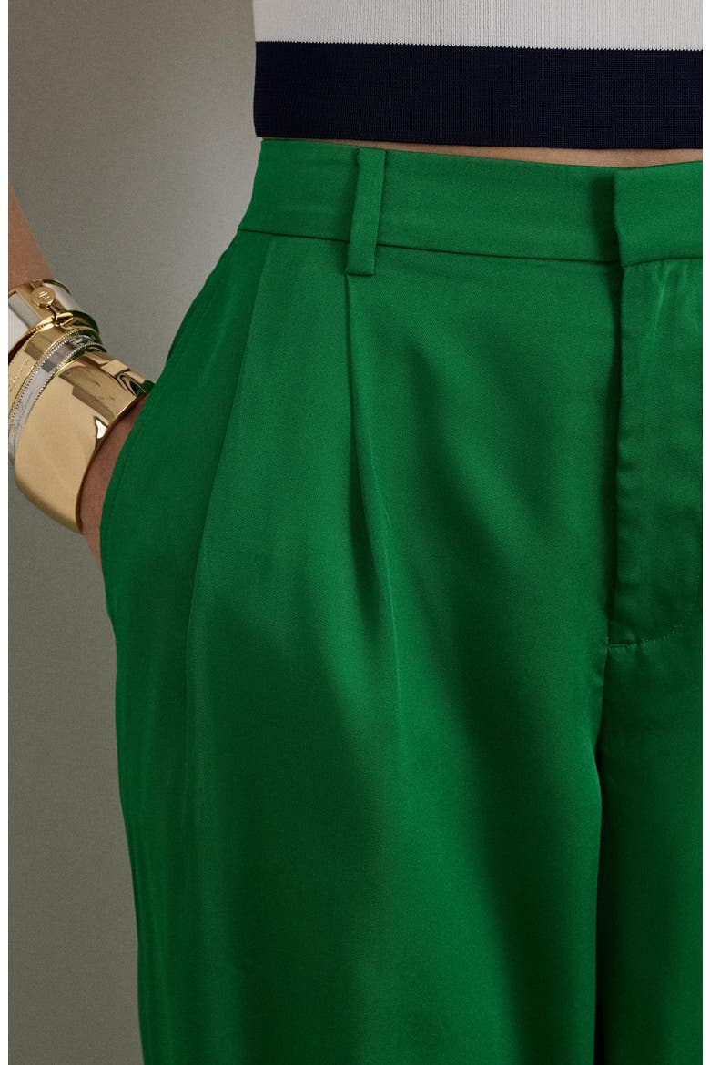 Luxe Twill Pleated Pants, Alternate, color, STEM GREEN