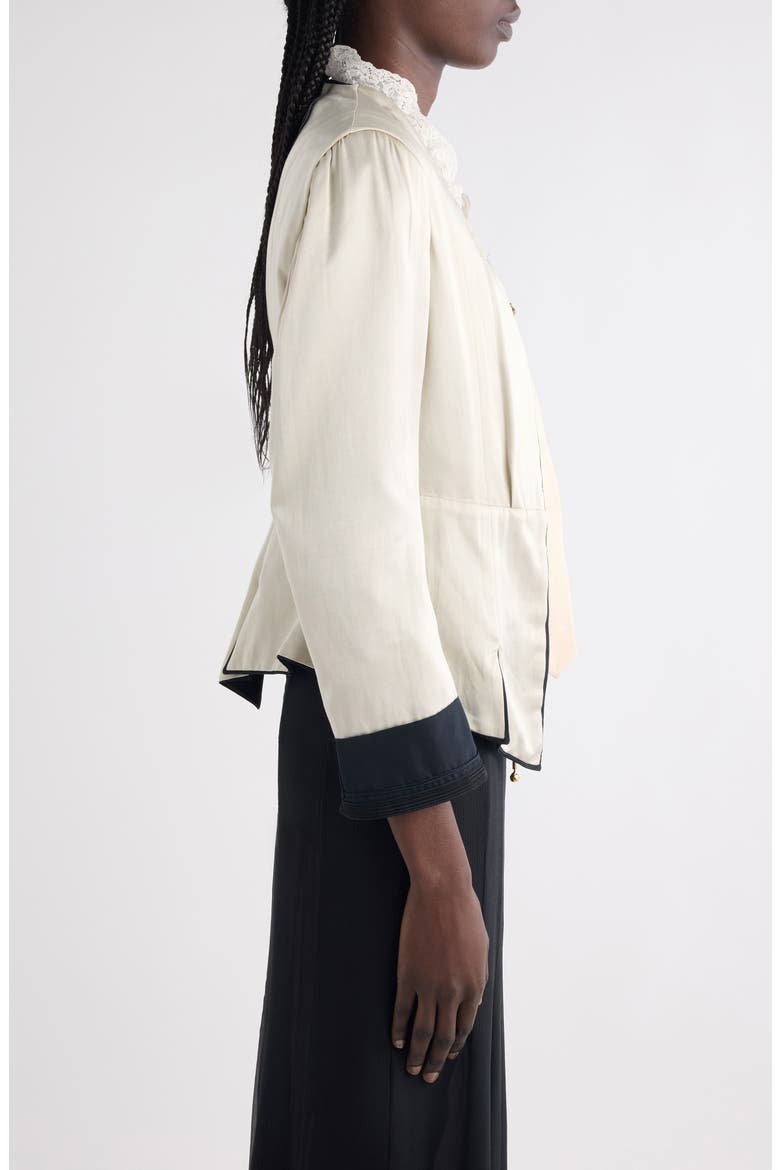Silk Satin Peplum Jacket, Alternate, color, 095 SILVER CLOUD