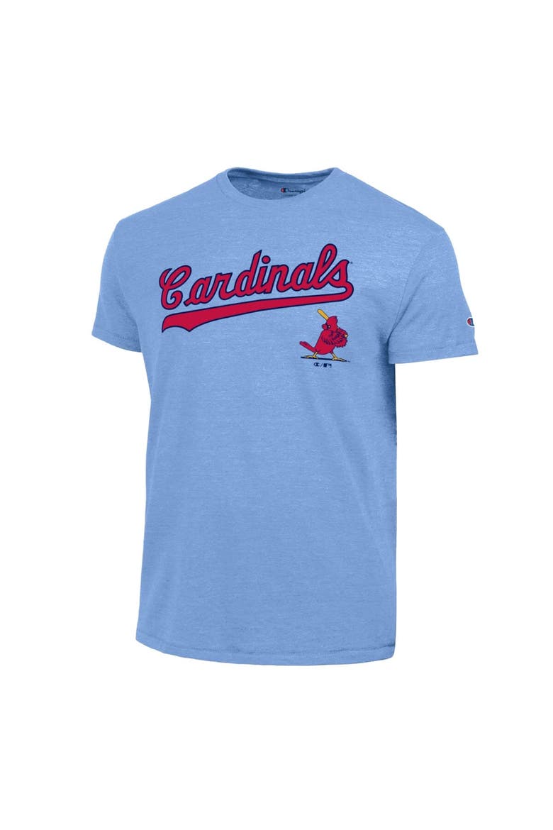 Men's Champion  Light Blue St. Louis Cardinals Cooperstown Wordmark Lockup Tri-Blend T-Shirt, Alternate, color, Light Blue