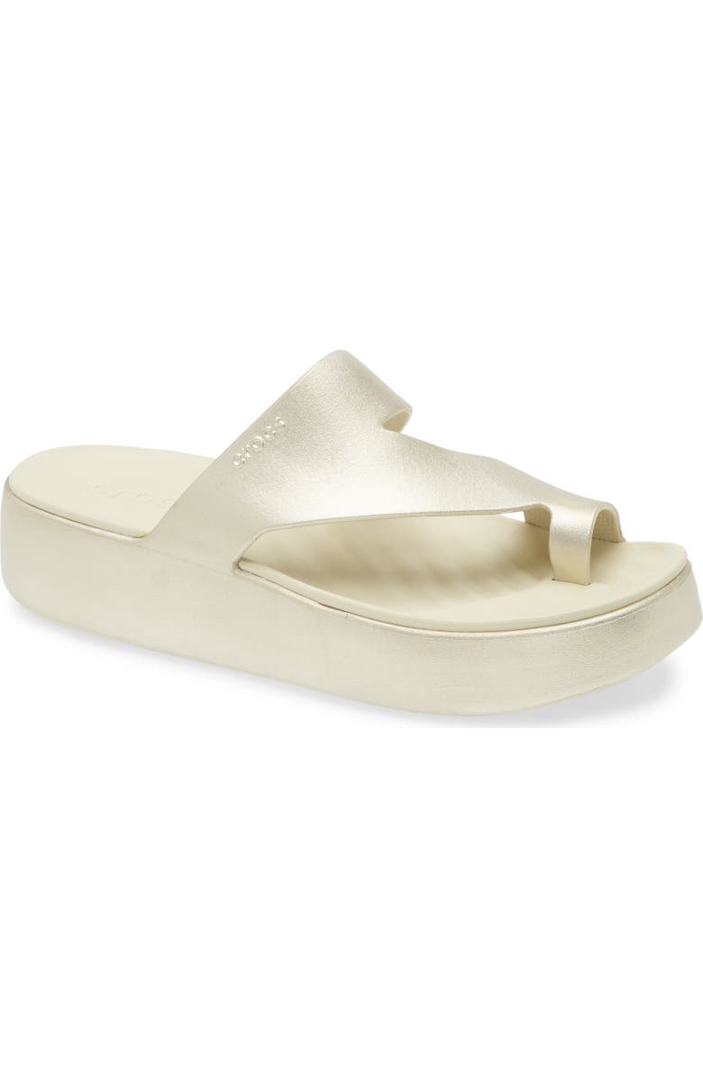 CROCS Getaway Toe Loop Platform Sandal, Main, color, Champagne Metallic