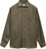MANGO Slim Fit Linen Button-Up Shirt