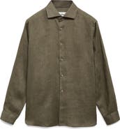 MANGO Slim Fit Linen Button-Up Shirt