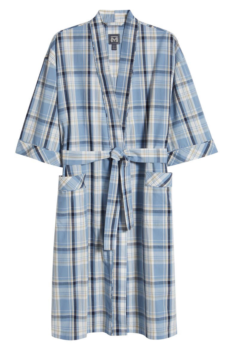 Plaid Cotton Oxford Cloth Robe, Alternate, color, CHAMBRAY