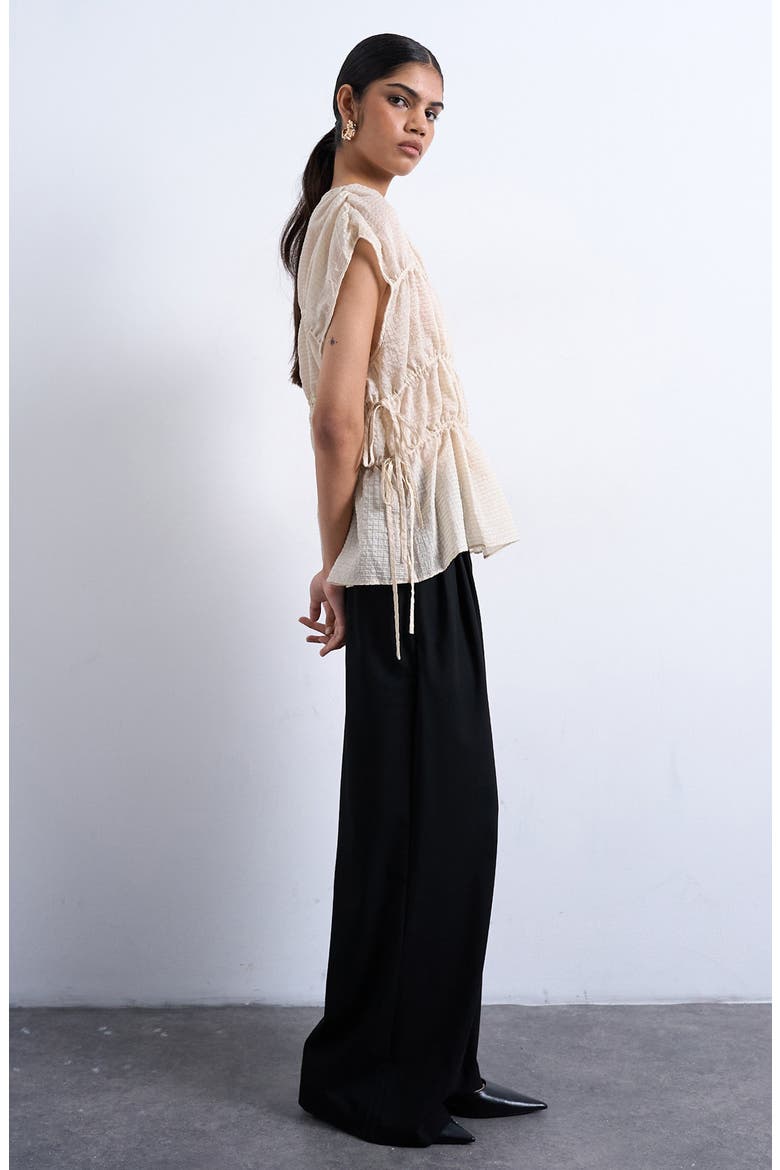 Channeled Cap Sleeve Top, Alternate, color, IVORY