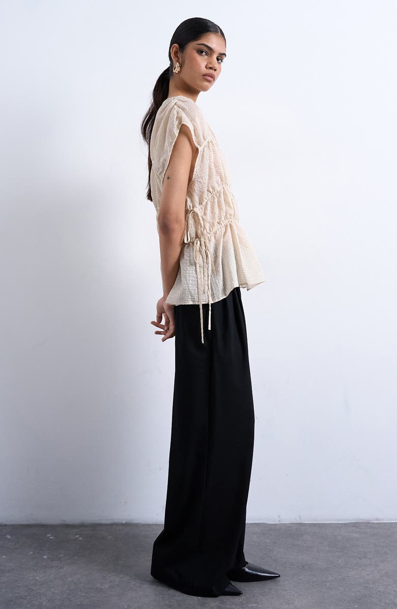 Topshop Channeled Cap Sleeve Top, Alternate, color, Ivory