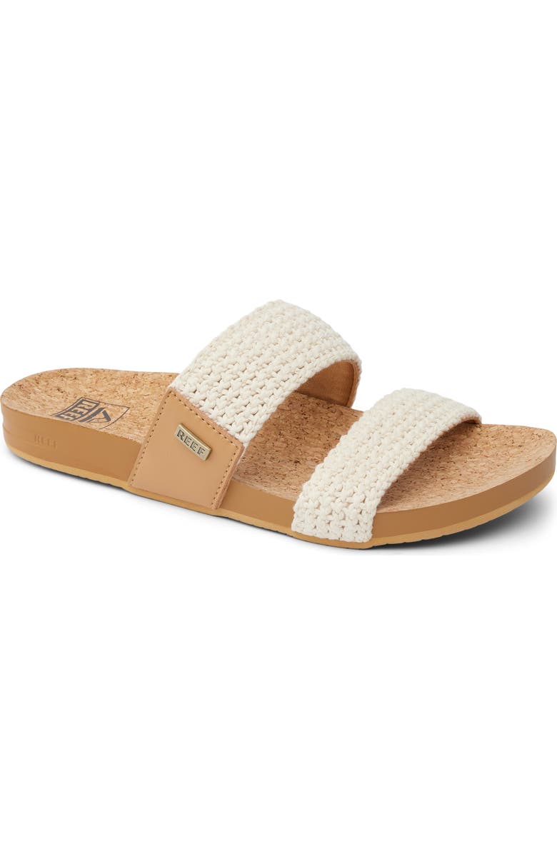 Reef Cushion Bounce Vista Slide Sandal, Main, color, Natural Crochet Textile