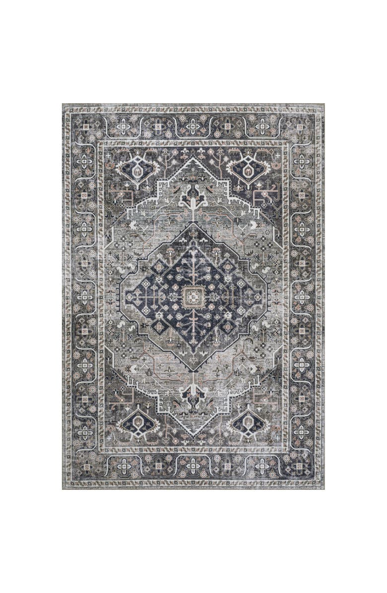 JONATHAN Y Alacati Ogee Medallion Machine-Washable Area Rug, Alternate, color, Dark Gray/Light Gray