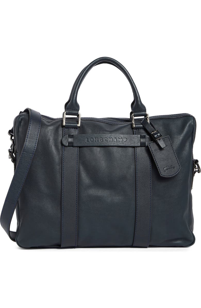 Longchamp LC3D Small Leather Briefcase, Main, color, Midnight Blue