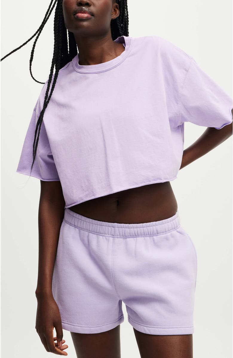 COTTON ON BODY Women's Active Relaxed Cropped Tshirt, Main, color, Purple Rose Frenchie Red