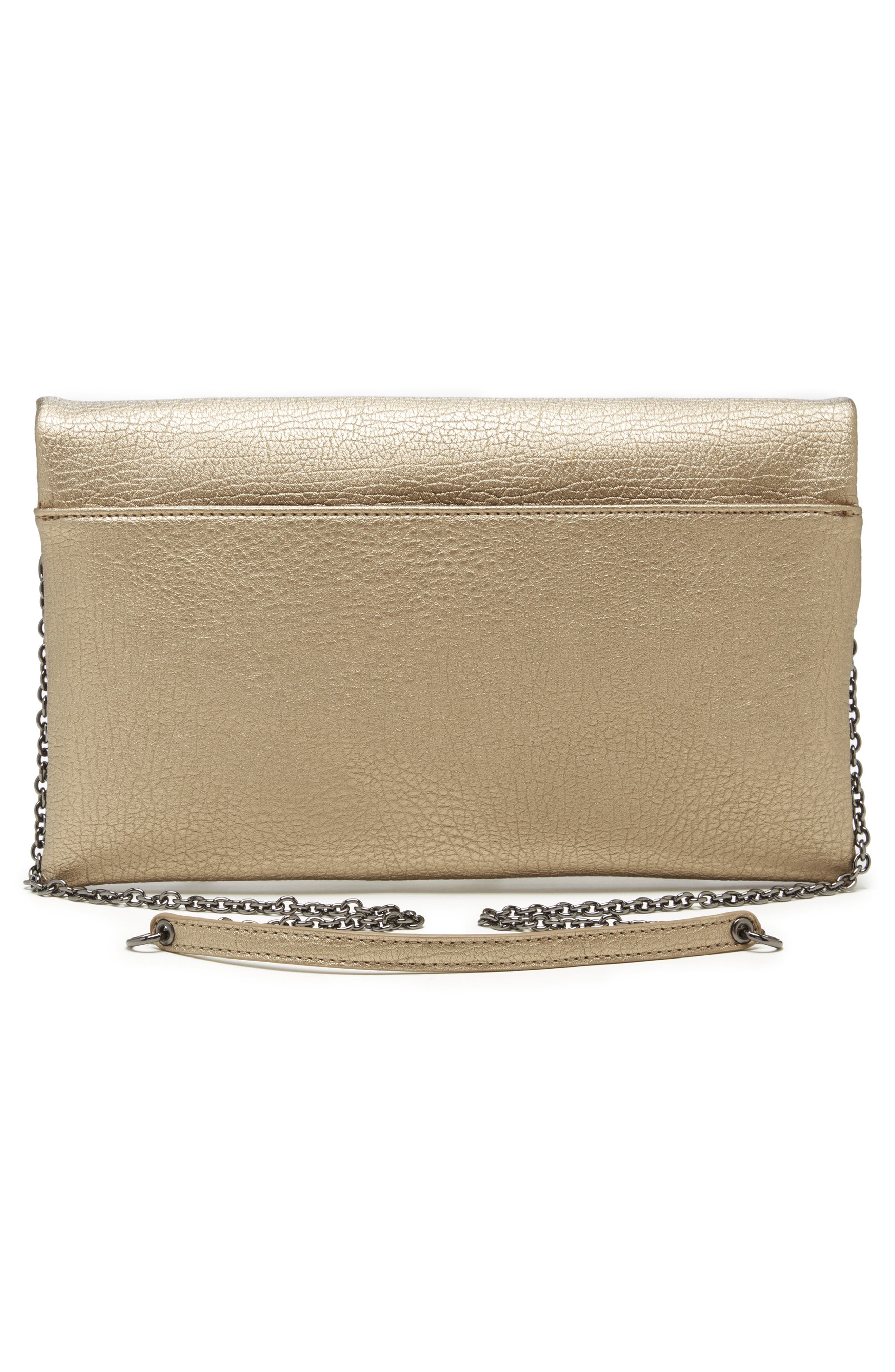 Sole Society Yotam Metallic Faux Leather Clutch, Alternate, color, 