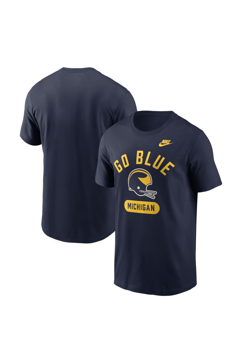 Men's Nike Navy Michigan Wolverines Legacy Arch Helmet T-Shirt, Alternate, color, Navy