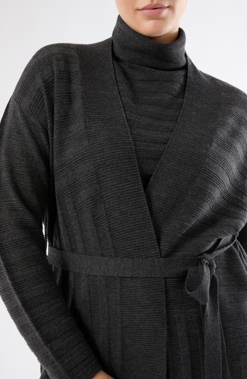 Marina Rinaldi Zamia Tie Belt Merino Wool Cardigan In Black