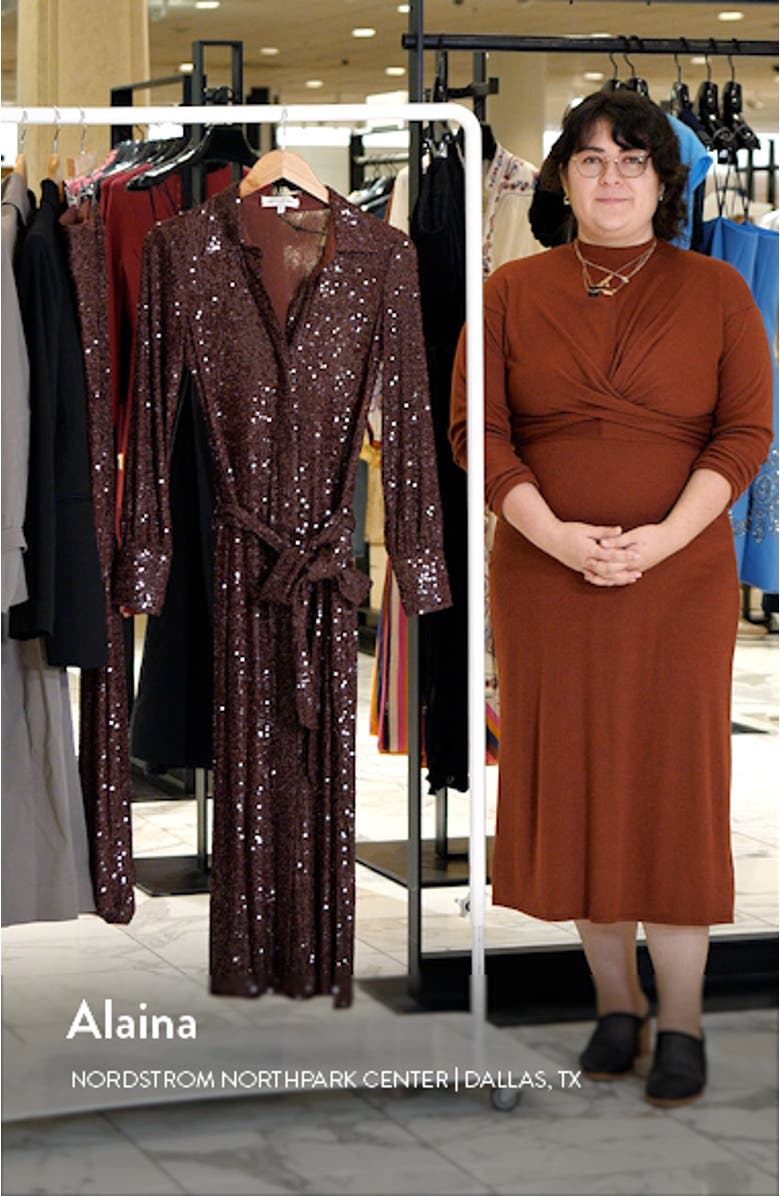 Margaret Long Sleeve Sequin Shirtdress, sales video thumbnail
