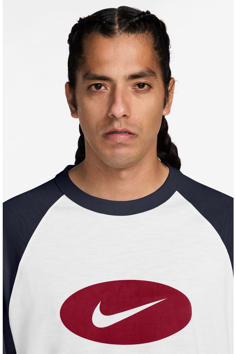 Club Three-Quarter Raglan T-Shirt, Alternate, color, OBSIDIAN/ WHITE
