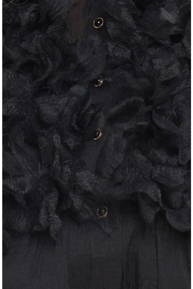 Floral Appliqué Button-Up Shirt, Alternate, color, BLACK