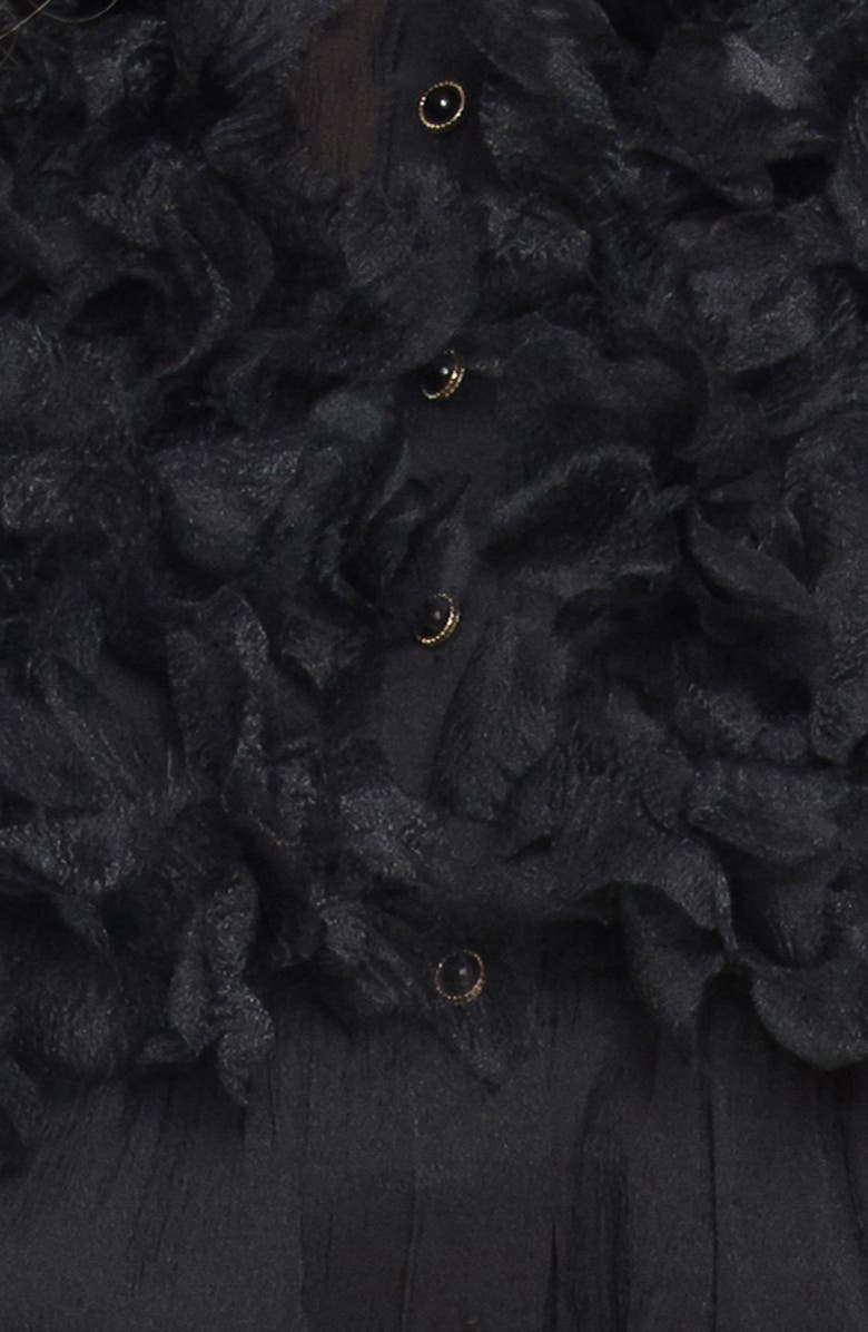 FLYING TOMATO Floral Appliqué Button-Up Shirt, Alternate, color, Black