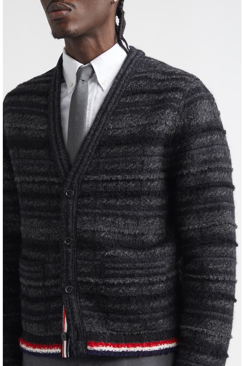 Tartan Check Inlay Jacquard Cardigan, Alternate, color, BLACK