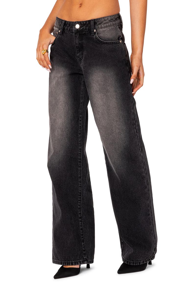 Magda Low Rise Wide Leg Jeans, Alternate, color, BLACK-WASHED