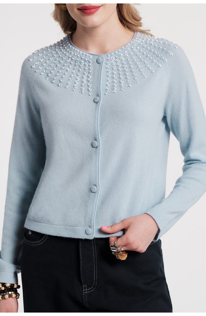 Frances Valentine RBG Cardigan Beaded, Main, color, Light Blue