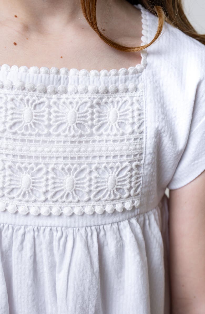 Hope & Henry Girls' Organic Seersucker Empire Waist Dress, Kids, Alternate, color, White Seersucker