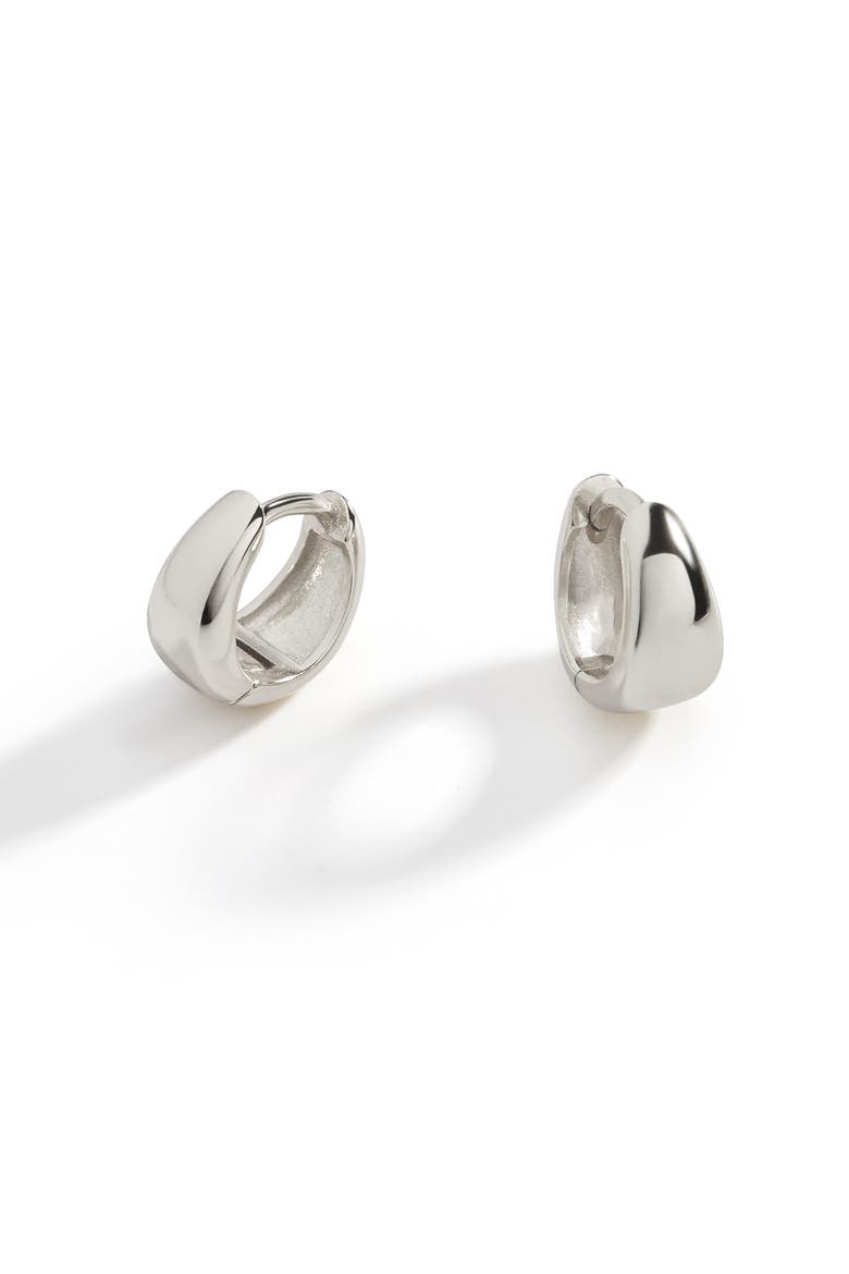 Teardrop Huggie Hoop Earrings, Main, color, 925 Sterling Silver