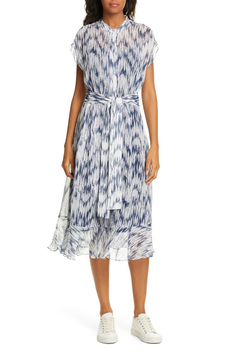 Dremah Silk Midi Dress, Main, color, NAVY MULTI