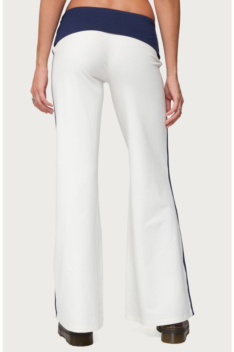 Contrast 8 Foldover Wide Leg Pants, Alternate, color, WHITE-AND-NAVY