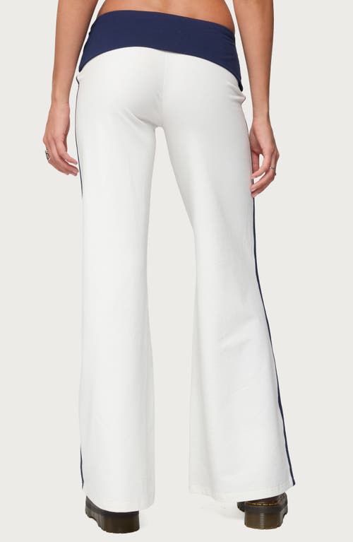 Edikted Contrast 8 Foldover Wide Leg Pants In White