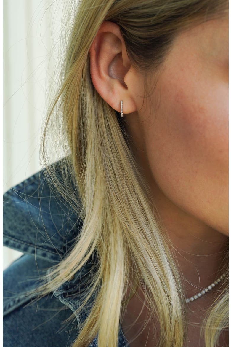 Diamond Huggie Hoop Earrings, Alternate, color, WHITE GOLD/DIAMOND