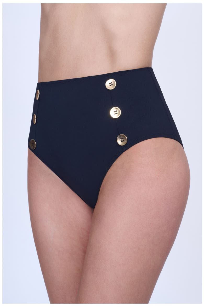 Monte Carlo High Waist Bottom With Button Details, Alternate, color, Black