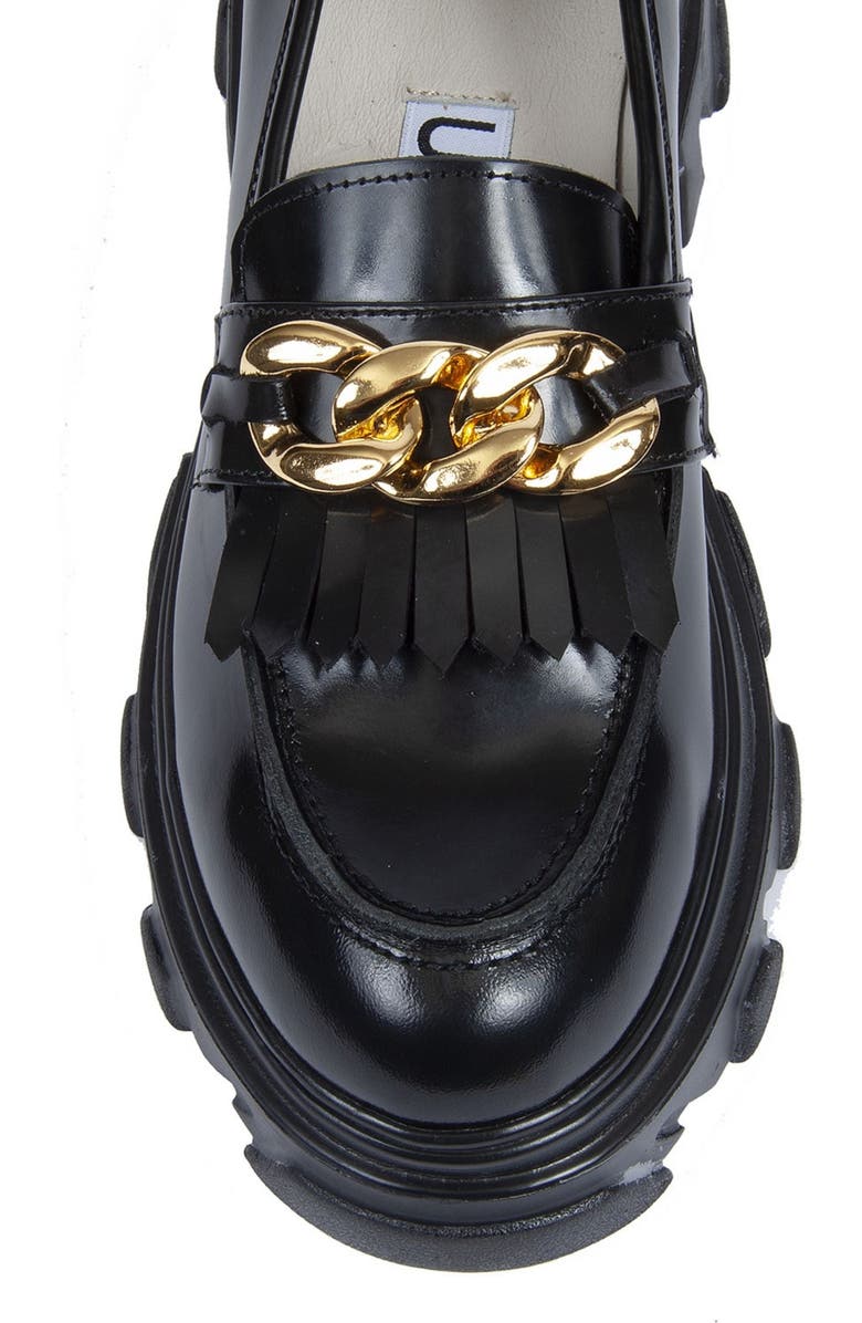 URBNKICKS Gold Chain Leather Loafer, Alternate, color,