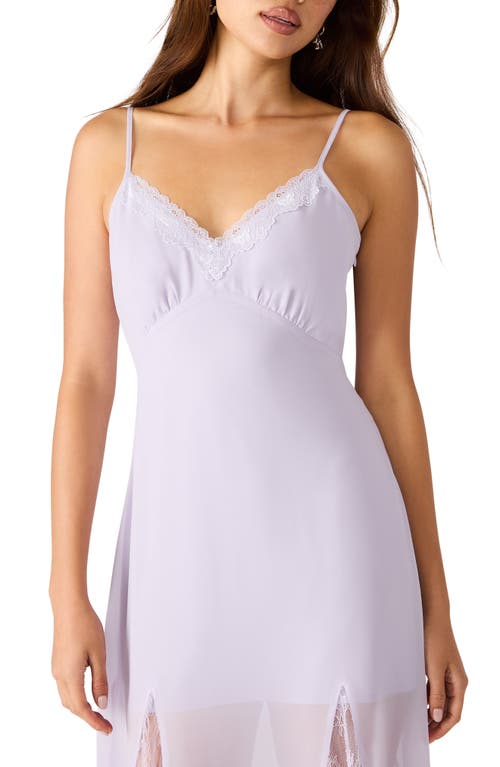 Steve Madden Delia Lace Trim Satin Midi Dress In White