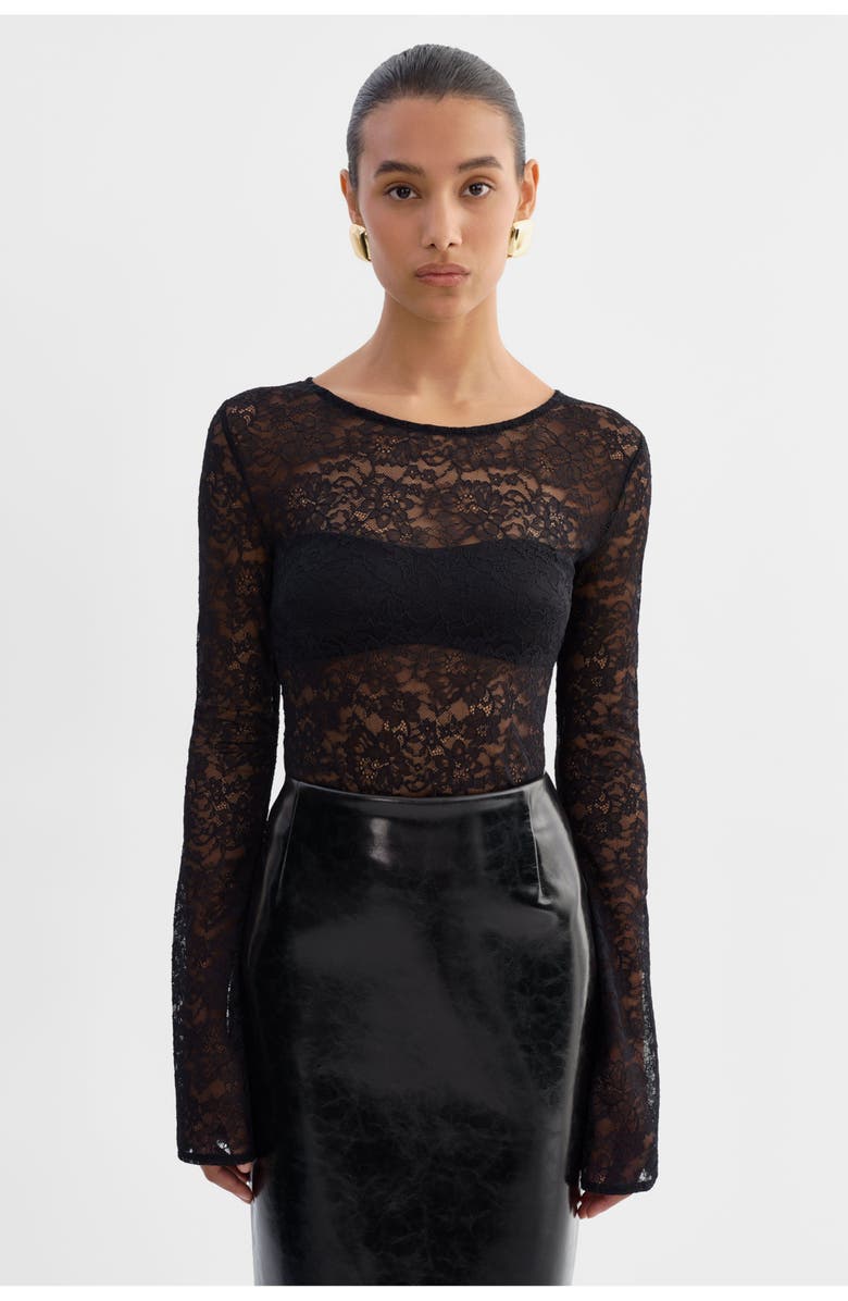 LAMARQUE Amelia | Lace Long Sleeve Top, Main, color, Black