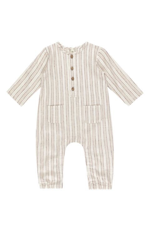 Kids' Long Sleeve Linen Blend Romper (Baby & Toddler)