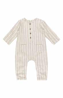 Rylee + Cru Kids' Long Sleeve Linen Blend Romper